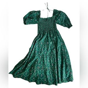 Hill House The Nesli Nap Dress - Emerald Trellis - S